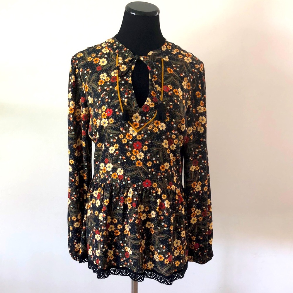 Farm Rio for Anthropologie long-sleeve blouse, size S, NWT